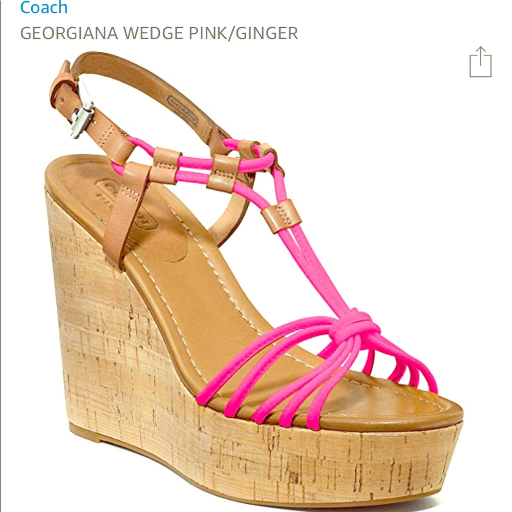 Bright pink Coach wedge